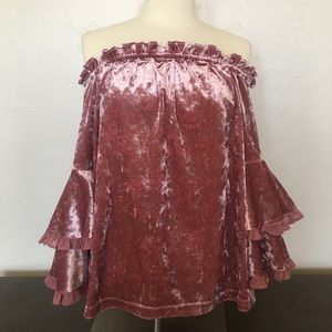 Crushed Velvet off the shoulder Top